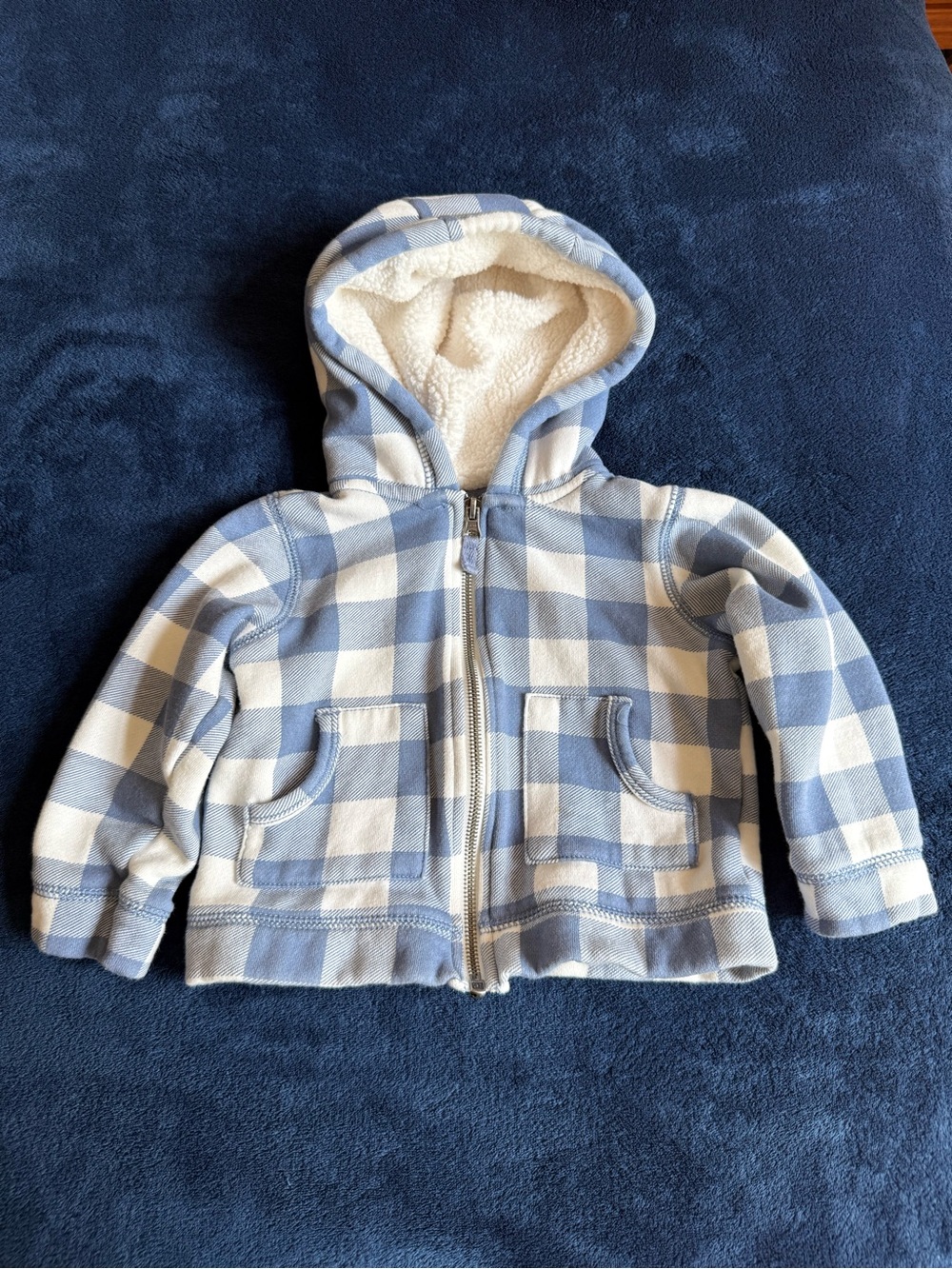 Carter's Blue and Cream Plaid Sherpa Jacket